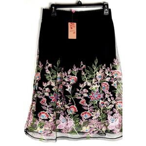 Magic Embroidered Floral Mesh Pull-On Skirt  Midi Size LargeWhimsigoth Fairycore